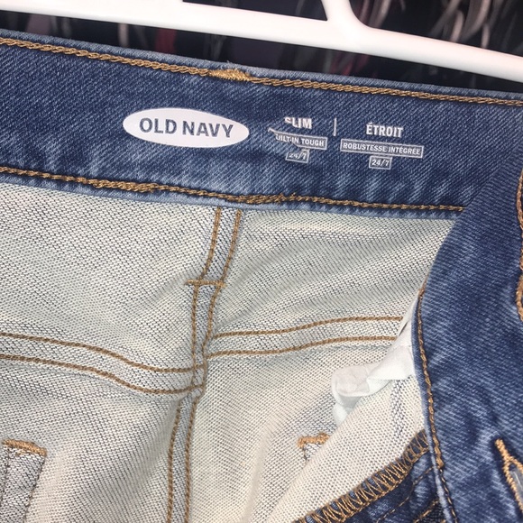 Mens Like New OLD NAVY SLIM FIT Blue Jeans aged look 32/34 - Picture 5 of 8